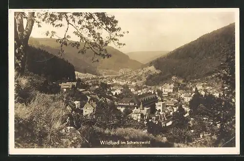 AK Wildbad /Schwarzwald, Ortsansicht aus der Vogelschau