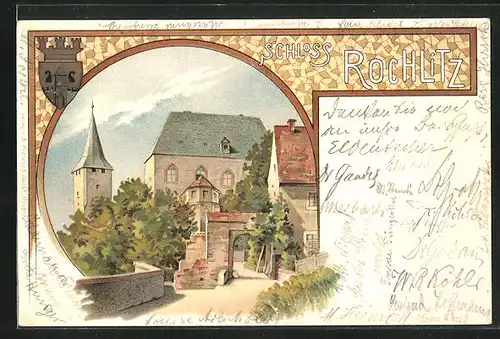 Lithographie Rochlitz, Partie des Schlosses