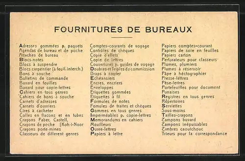 Vertreterkarte Emil Kahlert, Fournitures des Bureaux, Mann mit Melone im Geschäft