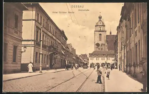 AK Dessau, Hotel Goldner Beutel an der Steinstrasse