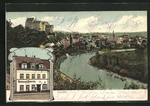 AK Colditz, Restaurant Gambrinus, Teilansicht