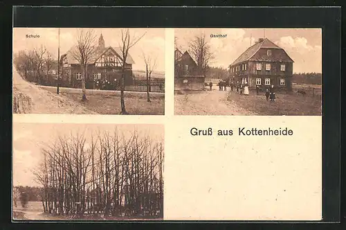 AK Kottenheide, Gasthof, Schule, Waldpartie