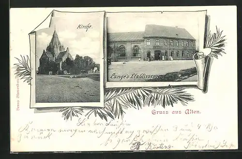 AK Alten, Gasthaus Lange und Kirche