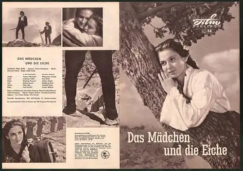 Filmprogramm PFP Nr. 21 /58, Das Mädchen und die Eiche, Tamara Markovic, Ljubivoje Tadic, Regie: Kreso Golik