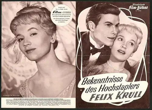 Filmprogramm IFB Nr. 3702, Bekenntnisse des Hochstaplers Felix Krull, H. Buchholz, L. Pulver, Regie: Kurt Hoffmann