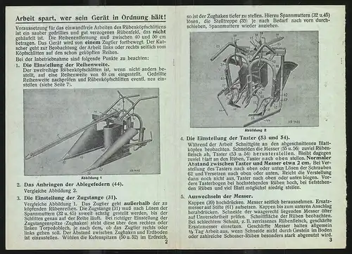 Gebrauchsanleitung & Ersatzteilliste für den Rübenköpfschlitten, Fa. H. Raussendorff, Singwitz-Bautzen