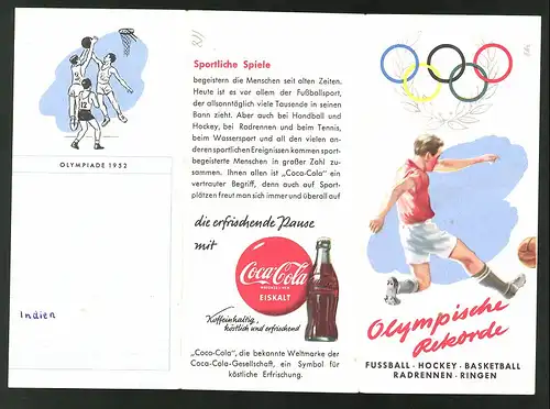 Prospekt Coca Cola, Olympische Rekorde der Olympiade 1936 & 1948, Fussballspieler