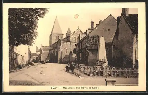 AK Buxy, Monument aux Morts et Eglise