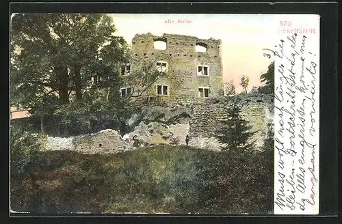 AK Bad Liebenstein, Alte Ruine im Sonnenschein