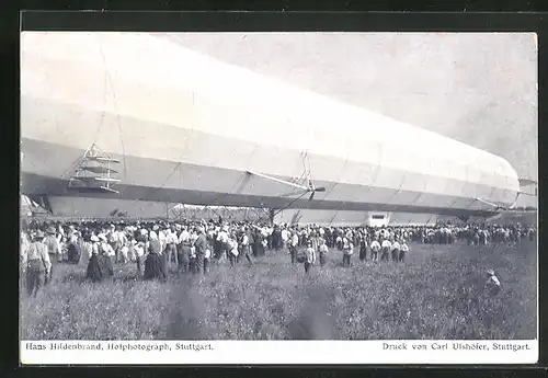 AK Echterdingen, Landung eines Zeppelins am 5.8.1908