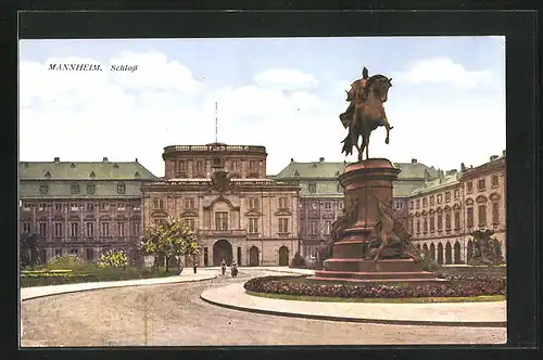 AK Mannheim, Schloss mit Denkmal