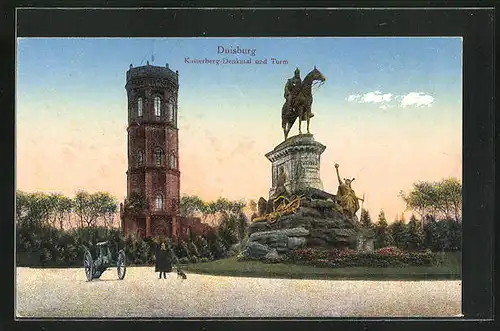 AK Duisburg, Kaiserberg Denkmal und Turm