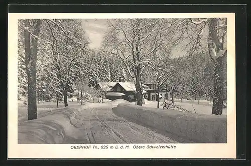 AK Oberhof i. Th., Gasthaus Obere Schweizerhütte im Schnee