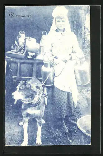 AK Vlaanderen, Milchfrau mit einem Hund