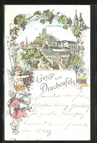 Lithographie Drachenfels, Drachenfels-Plateau