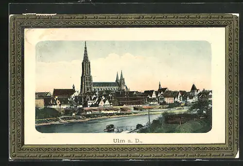 Präge-Passepartout-AK Ulm a. D., Teilansicht