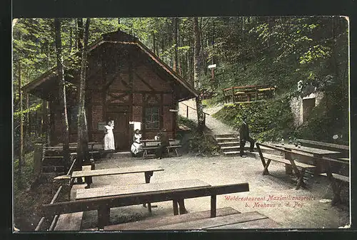 AK Neuhaus a. d. Peg., Blick auf das Waldrestaurant Maximiliansgrotte im Sonnenschein