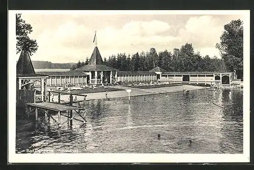 AK Bad Dürrheim, Strandbad im Sonnenschein mit Badegästen