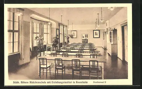 AK Rosenheim, Städt. Höhere Mädchenschule mit Erziehungsheim, Studiersaal II