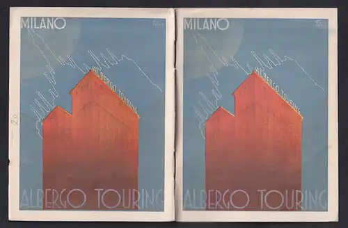 Vertreterkarte Milano, Albergo Touring, Stadtplan mit Legende im Heft