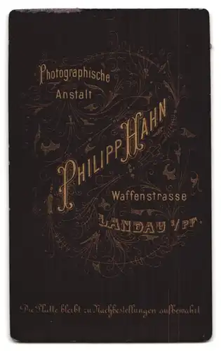 Fotografie Philipp Hahn, Landau, Waffenstr. Portrait Soldat in Uniform Rgt. 7