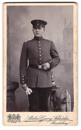 Fotografie Atelier Georg Schröder, Rendsburg, Prinzessinstr. 12, Portrait bayrischer Soldat in Uniform Rgt. 85
