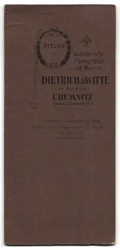 Fotografie Dietrich & Witte, Chemnitz, Rathaus-Str. 6, Portrait Einjährig-Freiwilliger in Uniform Rgt. 117, Bajonett