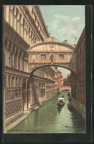 Künstler-AK sign. Menegazzi: Venezia, Ponte dei Sospiri