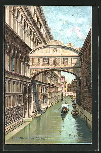 Künstler-AK sign. Menegazzi: Venezia, Ponte dei Sospiri