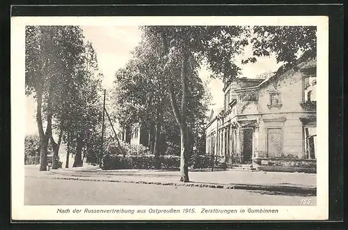 AK Gumbinnen, Nach der Russenvertreibung aus Ostpreussen 1915, Zerstörungen in der Stadt