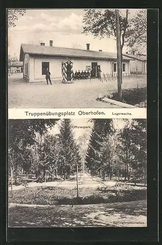 AK Oberhofen, Lagerwache am Truppenübungsplatz, Offizierpark mit Springbrunnenallee