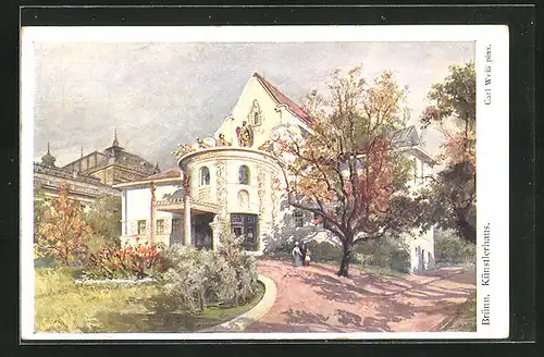 Künstler-AK Brünn / Brno, Künstlerhaus mit Garten