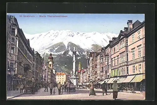 AK Innsbruck, Maria Theresienstrasse mit Passanten