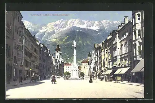 AK Innsbruck, Maria-Theresienstrasse mit Annasäule