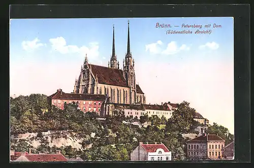 AK Brünn / Brno, Petersberg mit Dom (Südwestliche Ansicht)