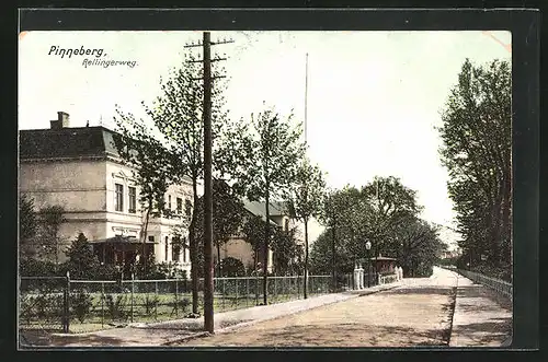 AK Pinneberg, Ortspartie mit Strasse Rellingerweg