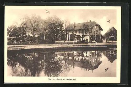 AK Hoisdorf, Flusspartie mit Harms Gasthof von E. Eckmann