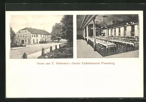 AK Pinneberg, E. Hüttmann`s Garten-Etablissement, Innenansicht