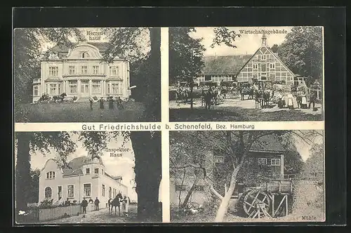 AK Schenefeld, Gut Friedrichshulde, Wirtschaftsgebäude, Herrenhaus, Mühle