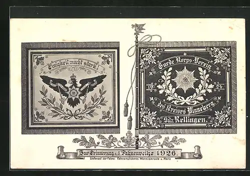 AK Rellingen, Zur Erinnerung an die Fahnenweihe 1926, Flaggen
