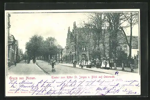 AK Husum, Kloster zum Ritter St. Jürgen u. Blick auf Osterende