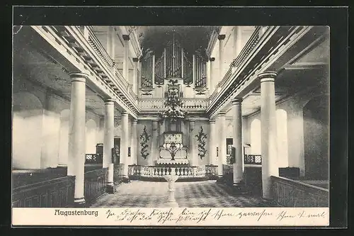 AK Augustenburg, Innenansicht der Kirche mit Orgel