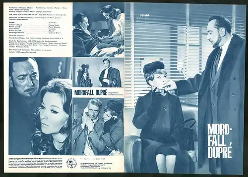 Filmprogramm PFP Nr. 58 /66, Mordfall Dupré, Marina Vlady, Pierre Brasseur, Regie: Christian-Jaque