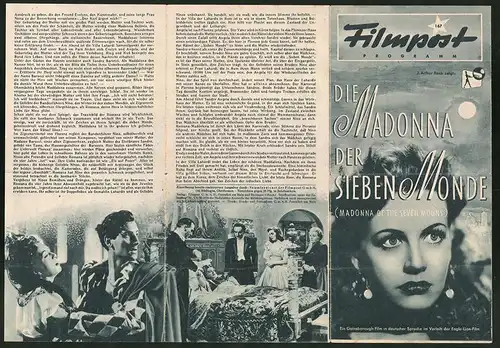 Filmprogramm Filmpost Nr. 167, Die Madonna der sieben Monde, Phyllis Calvert, Stewart Granger, Regie: Arthur Crabtree
