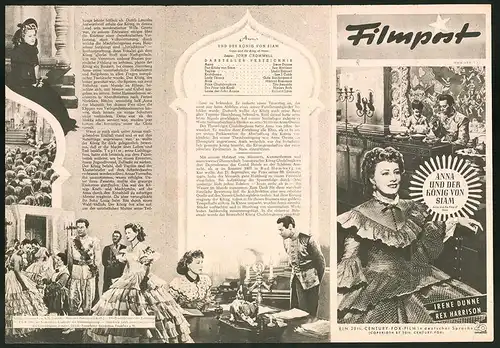 Filmprogramm Filmpost Nr. 125, Anna und der König von Siam, Irene Dunne, Rex Harrison, Regie: John Cromwell