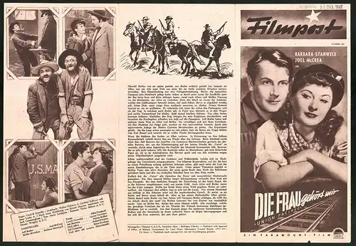 Filmprogramm Filmpost Nr. 88, Die Frau gehört mir, Lynne Overman, Barbara Stanwyck, Regie: Cecil B. Demille