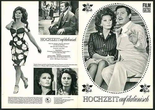 Filmprogramm Film für Sie Nr. 64 /66, Hochzeit auf italienisch, Sophia Loren, Marcello Mastoianni, Regie: V. De Sica