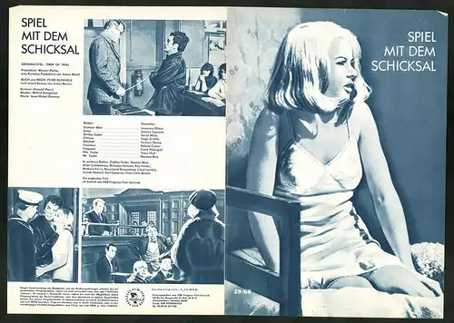 Filmprogramm Film für Sie Nr. 59 /66, Spiel mit dem Schicksal, Laurence Olivier, Simone Signoret, Regie: Peter Glenville