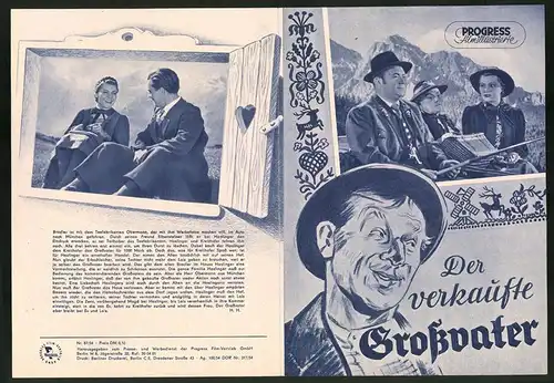 Filmprogramm PFI Nr. 87 /54, Der verkaufte Grossvater, Josef Eicheim, Oskar Sima, Regie: Joe Stöckel