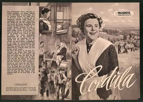 Filmprogramm PFI, Cordula, Paula Wessely, Attila Hörbiger, Regie: G. Ucicky